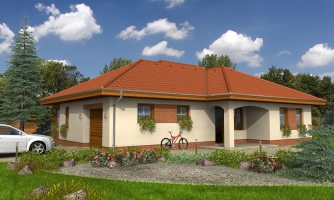 Larger single-storey family house with a garage.
